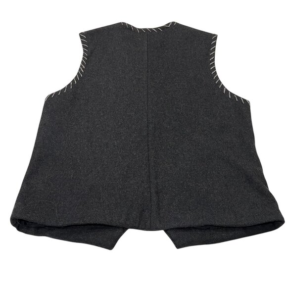 Together Vintage Wool Embroidered Button Vest, Pockets, Gray, XL - Picture 8 of 10